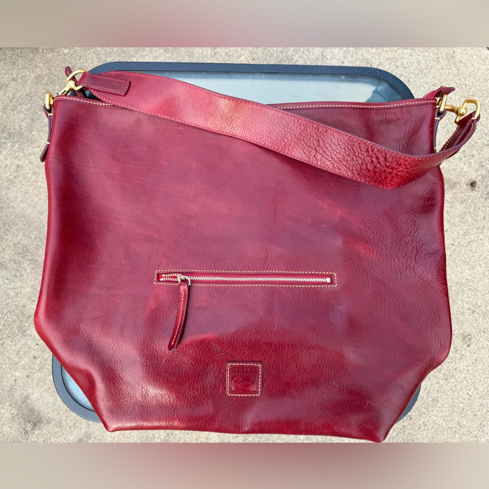 Dooney & Bourke Womens Brown Leather Camden Florentine X Large Hobo Handbag